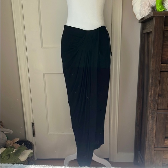 HELMUT LANG Elegant Black asymetrical Drape Skirt small minimalist contemporary - Picture 6 of 11